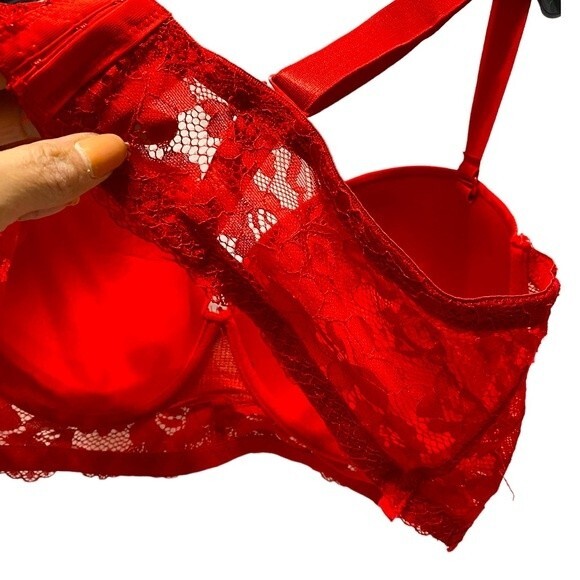 Black Frichsia Lace Crossback Racerback Push-Up Bra - Picture 4 of 8